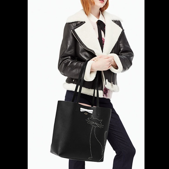 SOLD NWT KATE SPADE ON PURPOSE LEATHER CAT TOTE - Picture 2 of 8